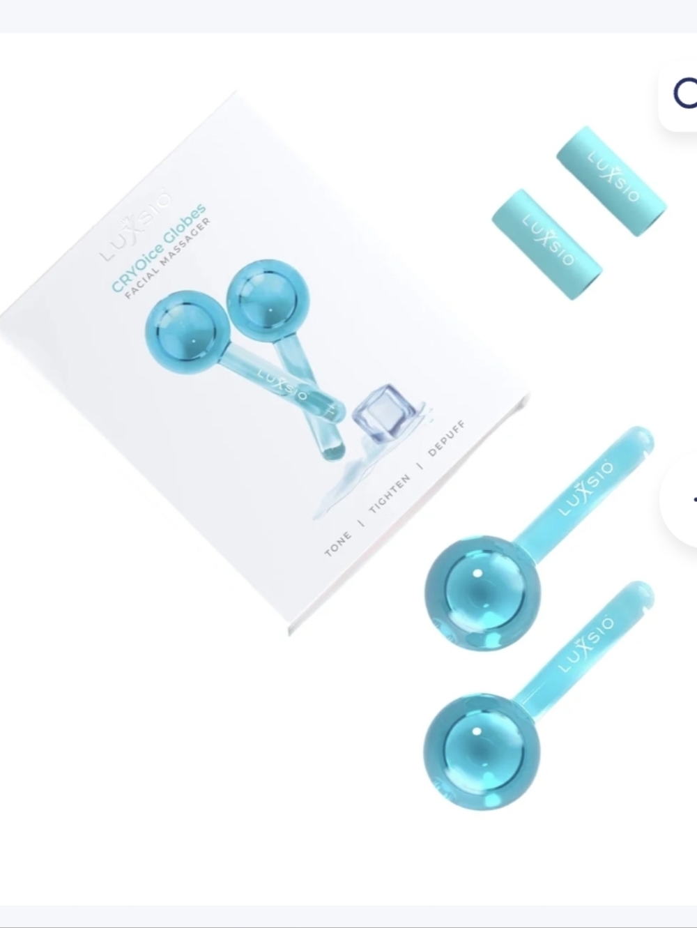 LUXSIO CryoVoice Facial Massage Globes - Aqua Blue
